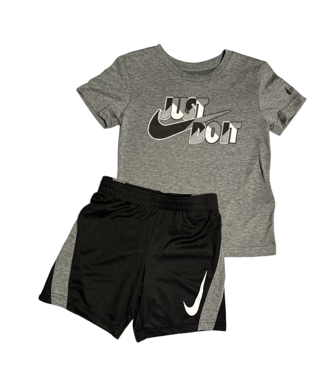 חליפת מכנס nike דרייפיט אפור שחור כיתוב just do it מנוקד