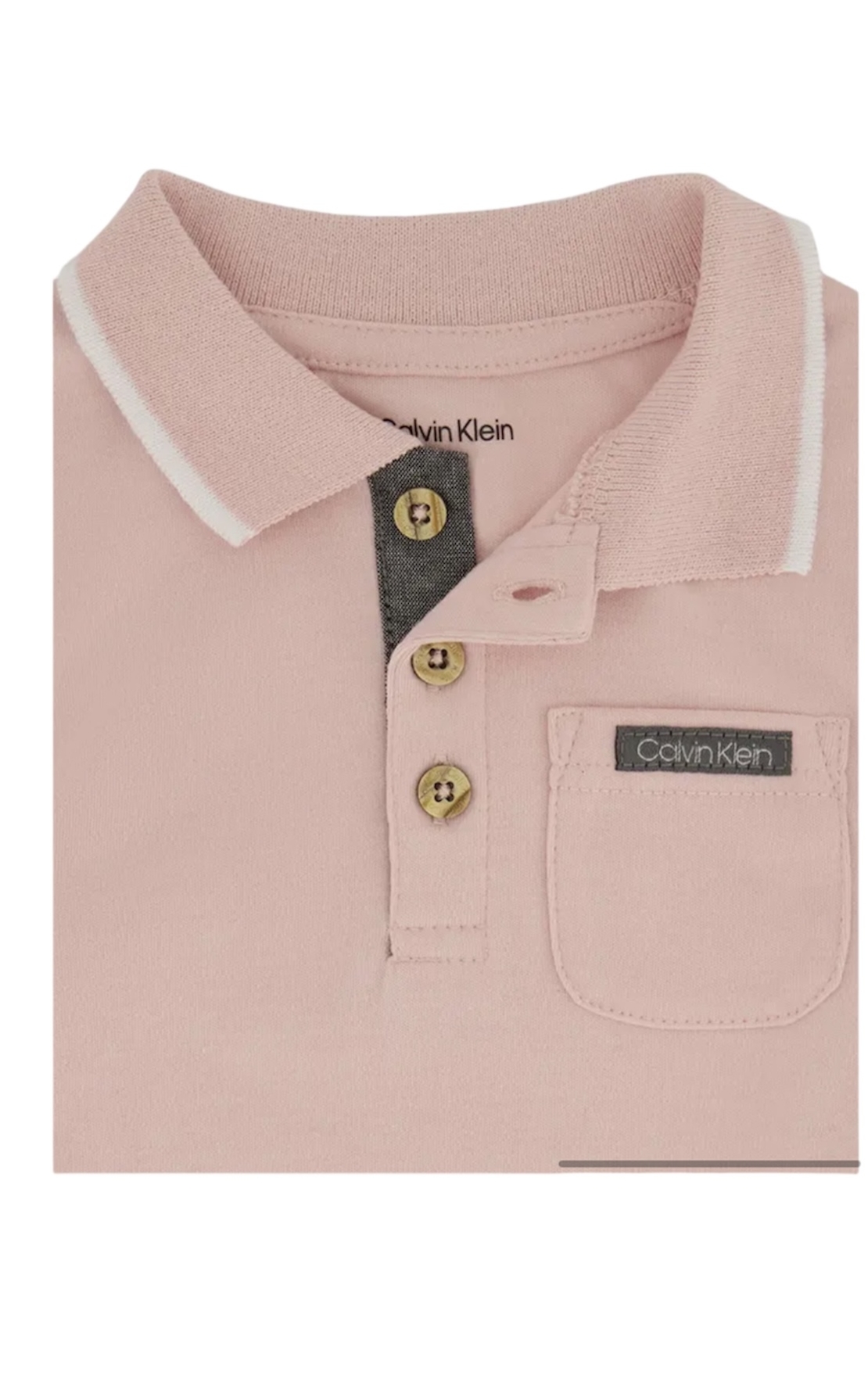 חליפת מכנס Calvin klein בייבי פולו ורוד עתיק אפור עכבר