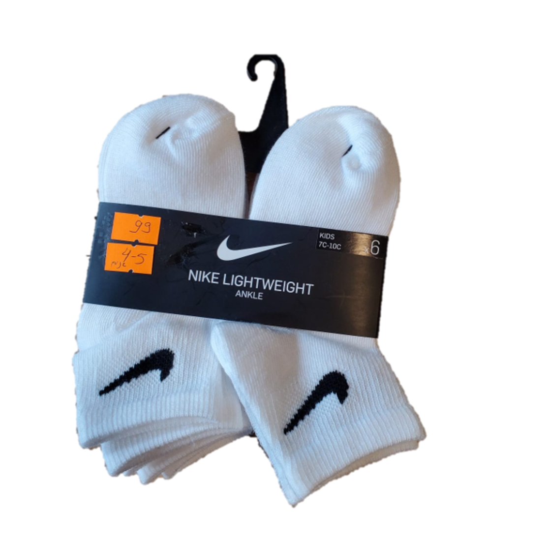מארז 6 זוגות גרביים nike לבן סימון וי בשחור מידה 4-5 שנים