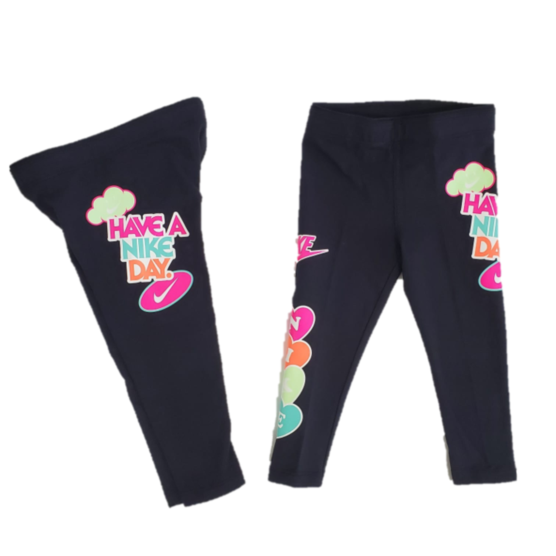 טייץ nike ארוך שחור כיתוב צבעוני בצד have a nike day