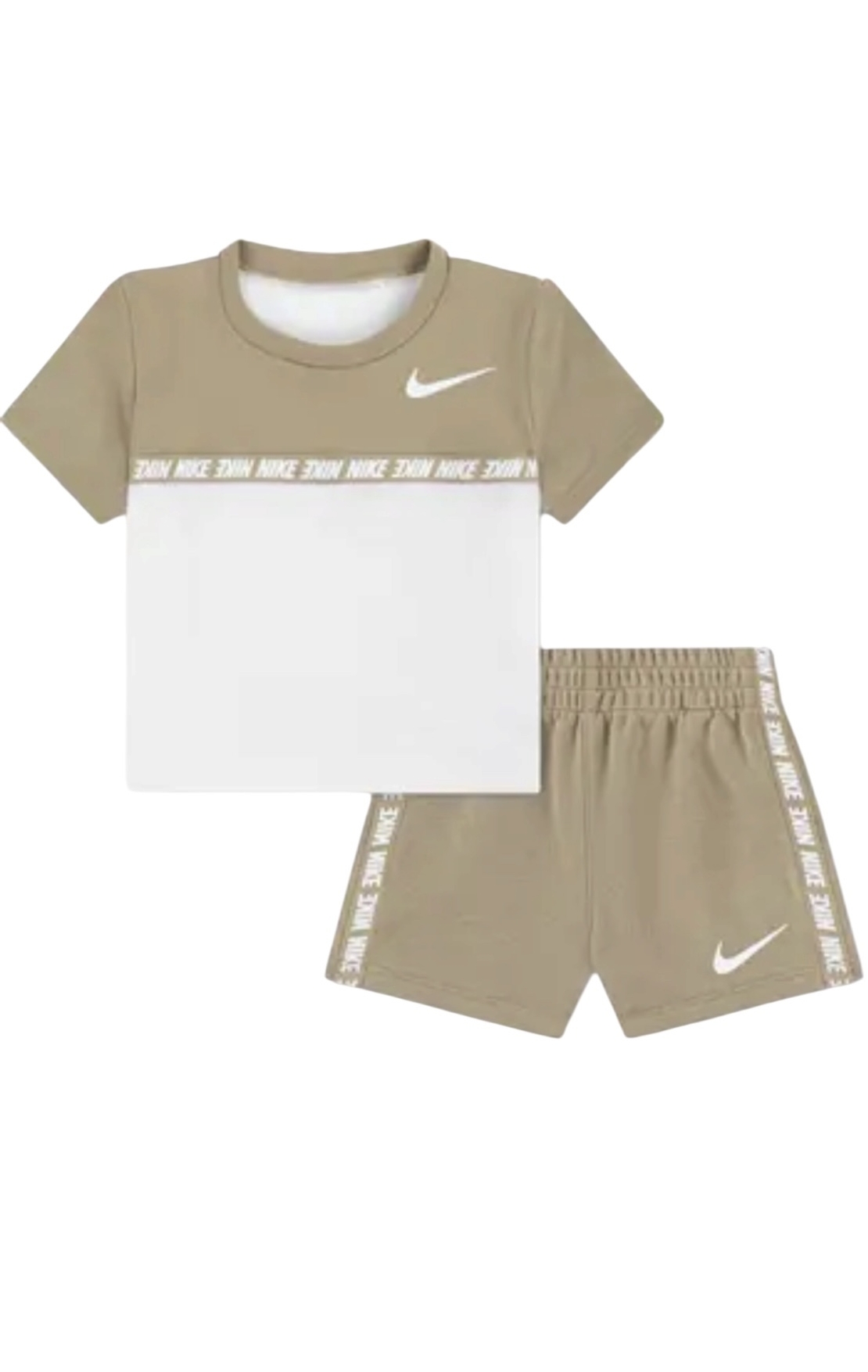 חליפת מכנס NIKE שמנת חום לוגו במרכז לאורכו