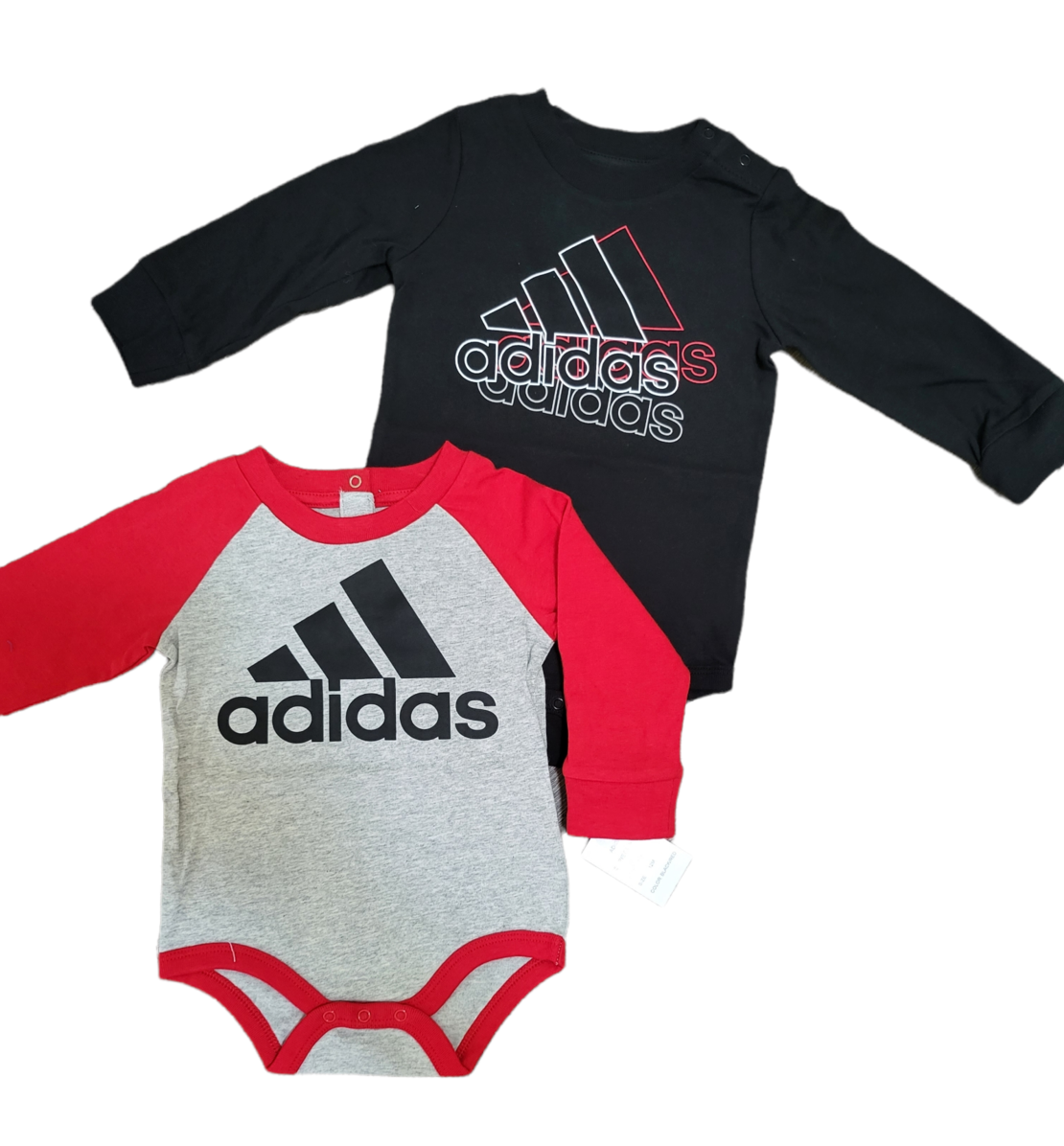 מארז זוג בגדי גוף adidas שחור אפור שרוול ארוך