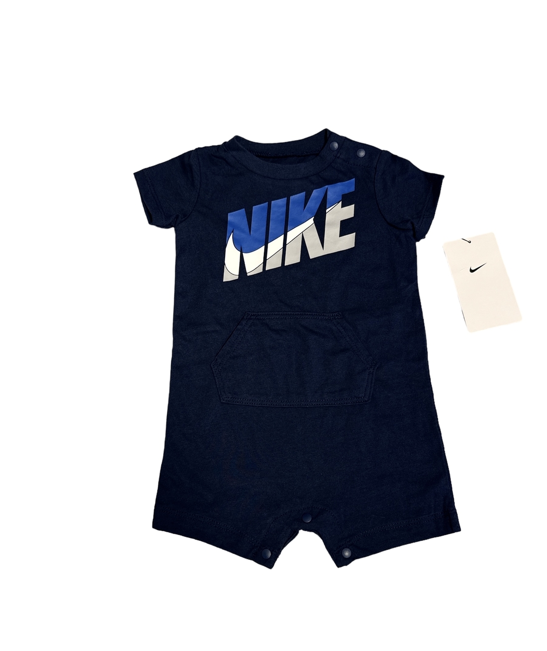 אוברול NIKE כחול כהה קנגורו הדפס לוגו בכחול לבן