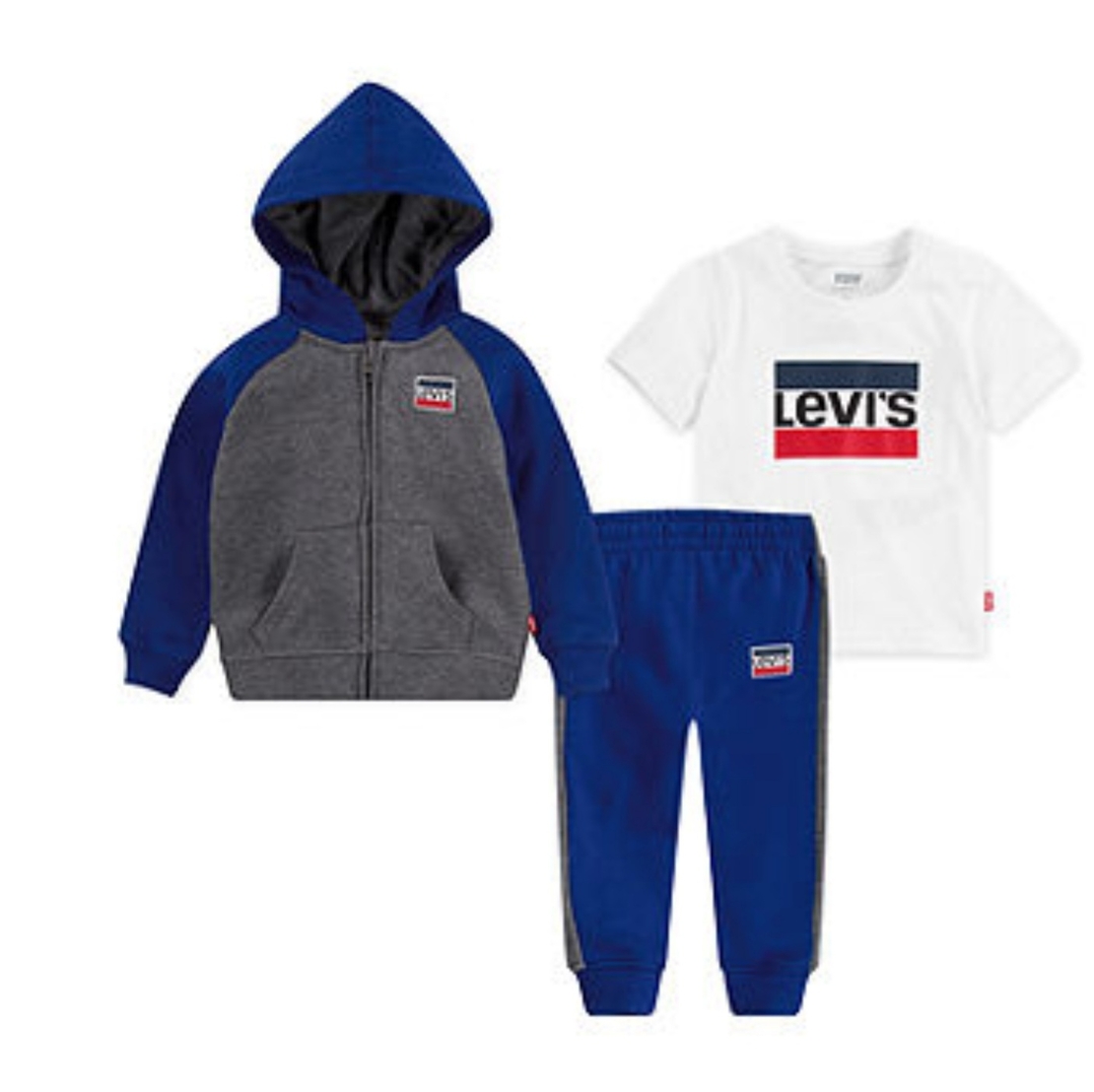 חליפת מכנס LEVI'S פוטר 3 חלקים קפוצ'ון כחול אפור לבן