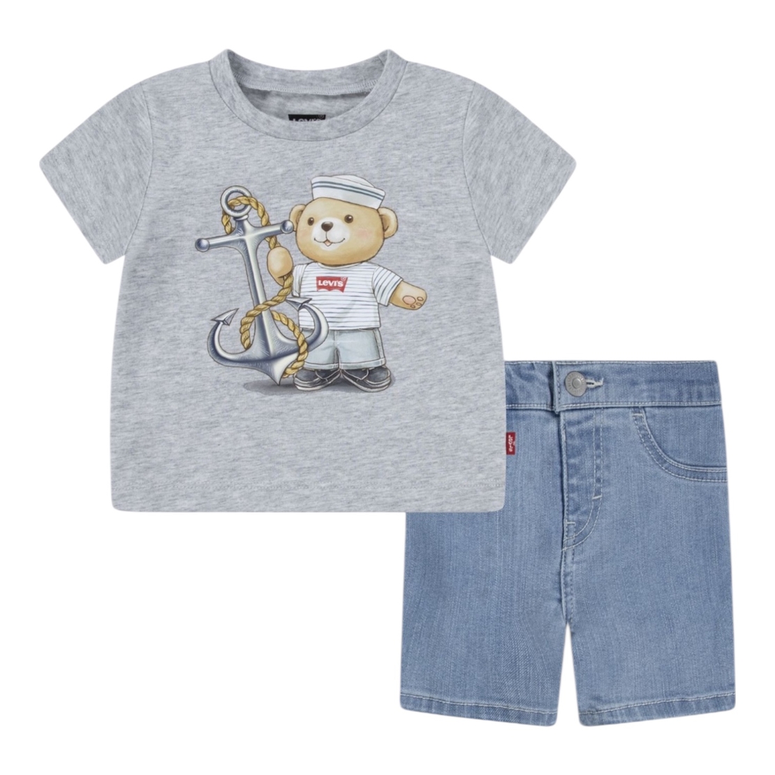 חליפת מכנס LEVI'S גינס אפור קצר מלח בייבי