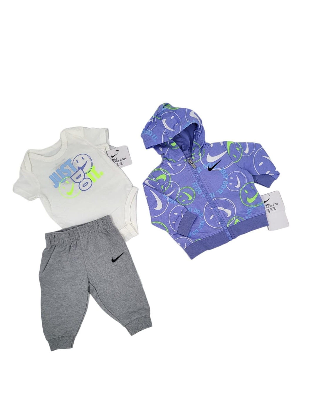 חליפת מכנס 3 חלקים NIKE סמיילי סגול לבן אפור