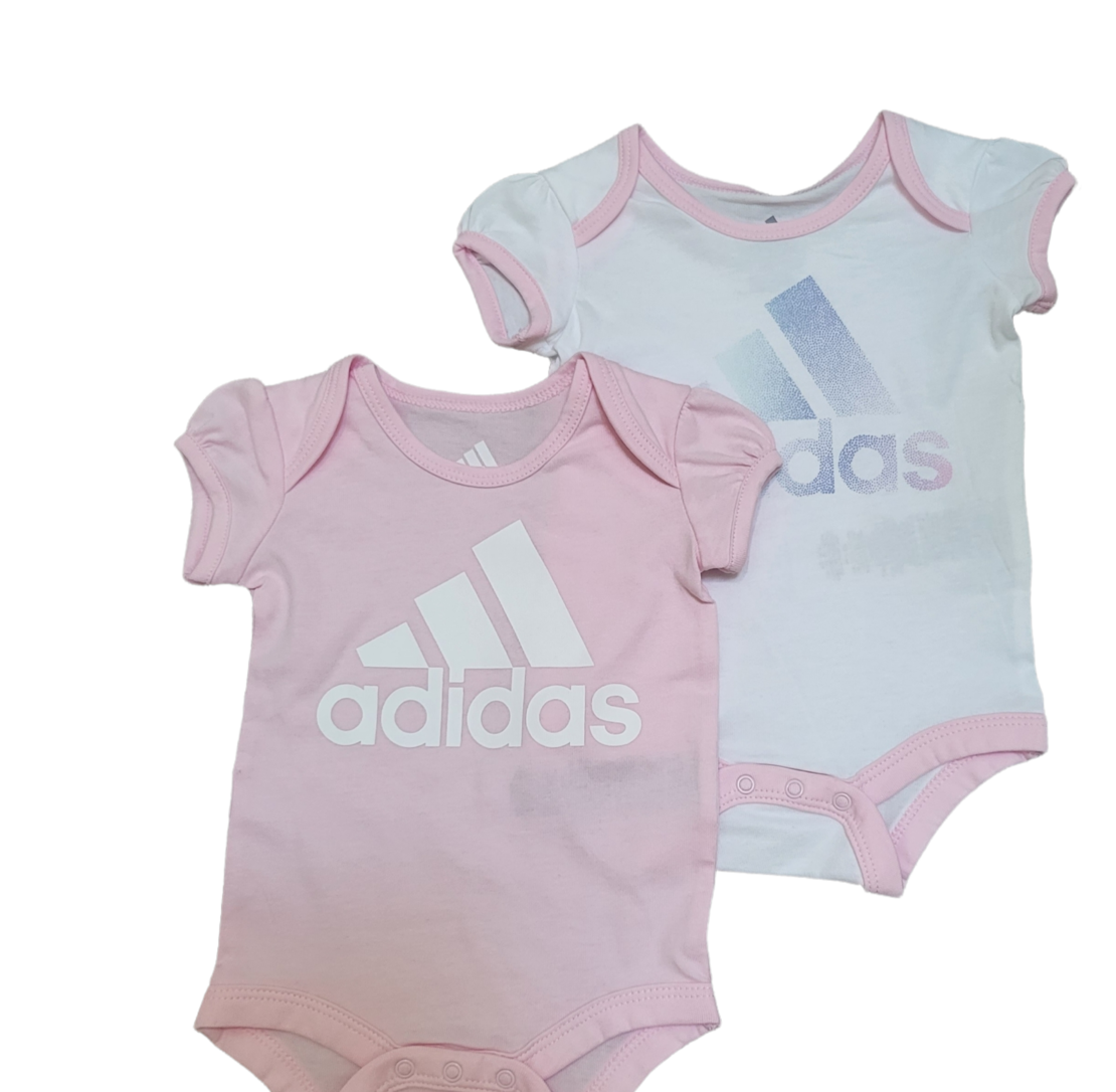 מארז זוג בגדי גוף adidas ורוד לבן
