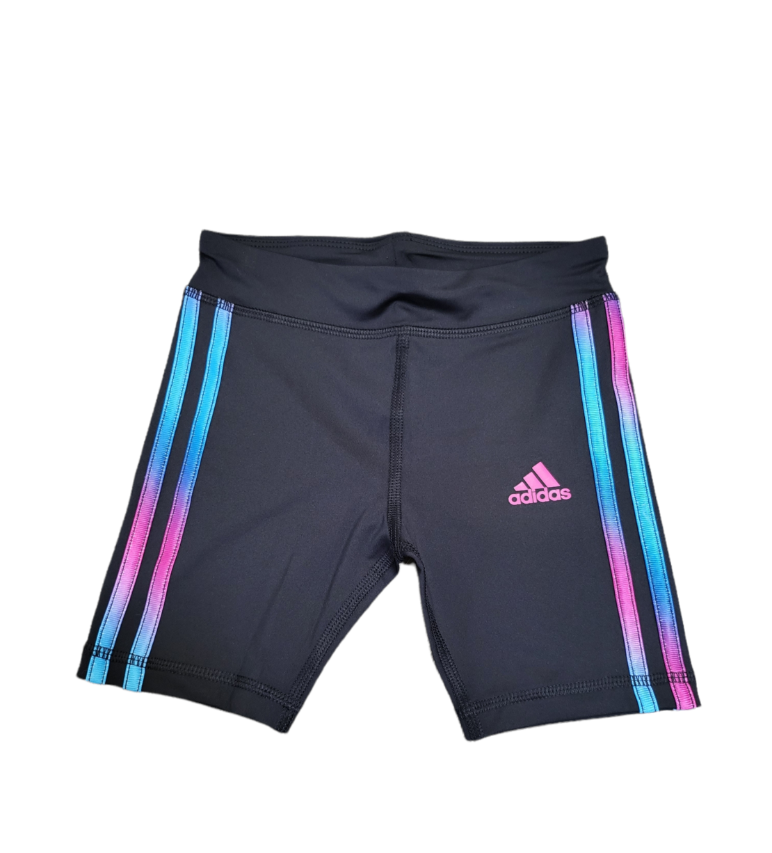 מכנס adidas קצר שחור פסים ורוד תכלת בצדדים