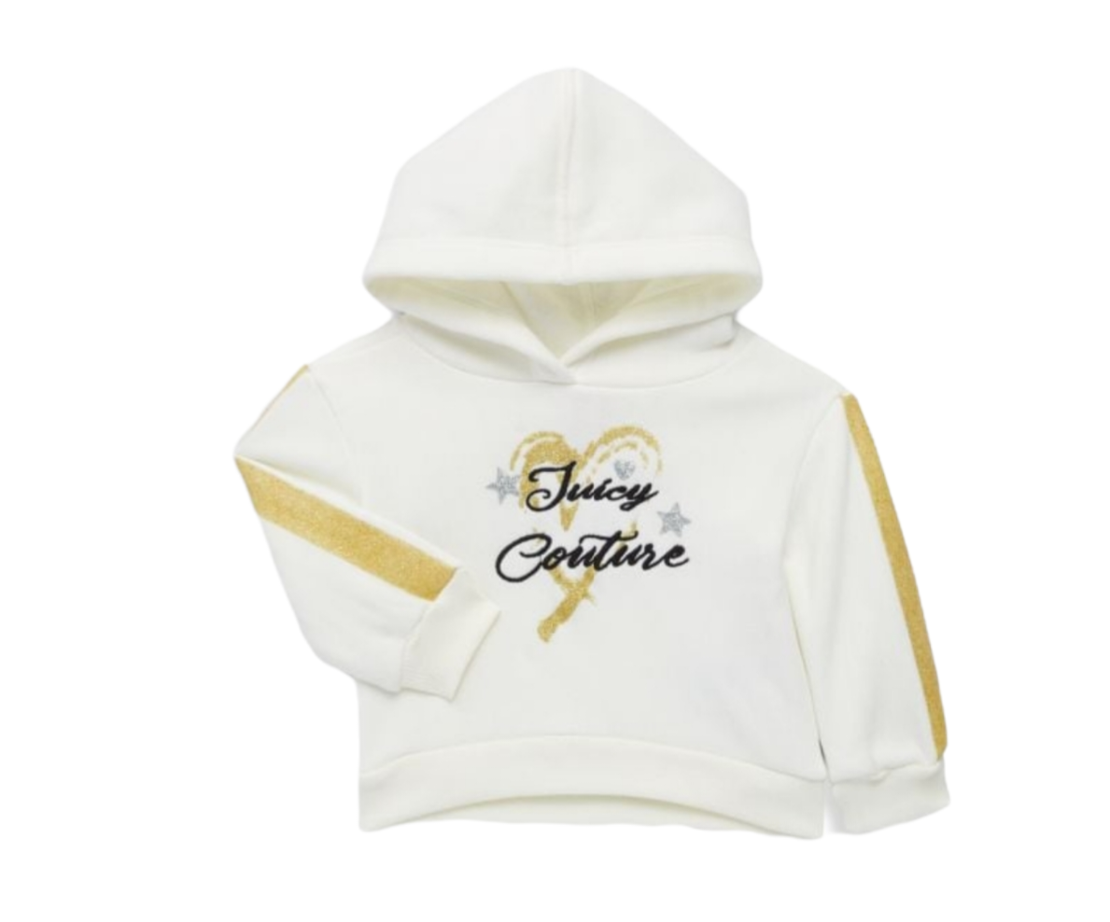 חליפת מכנס juicy couture קפוצ'ון לבן פסים בזהב
