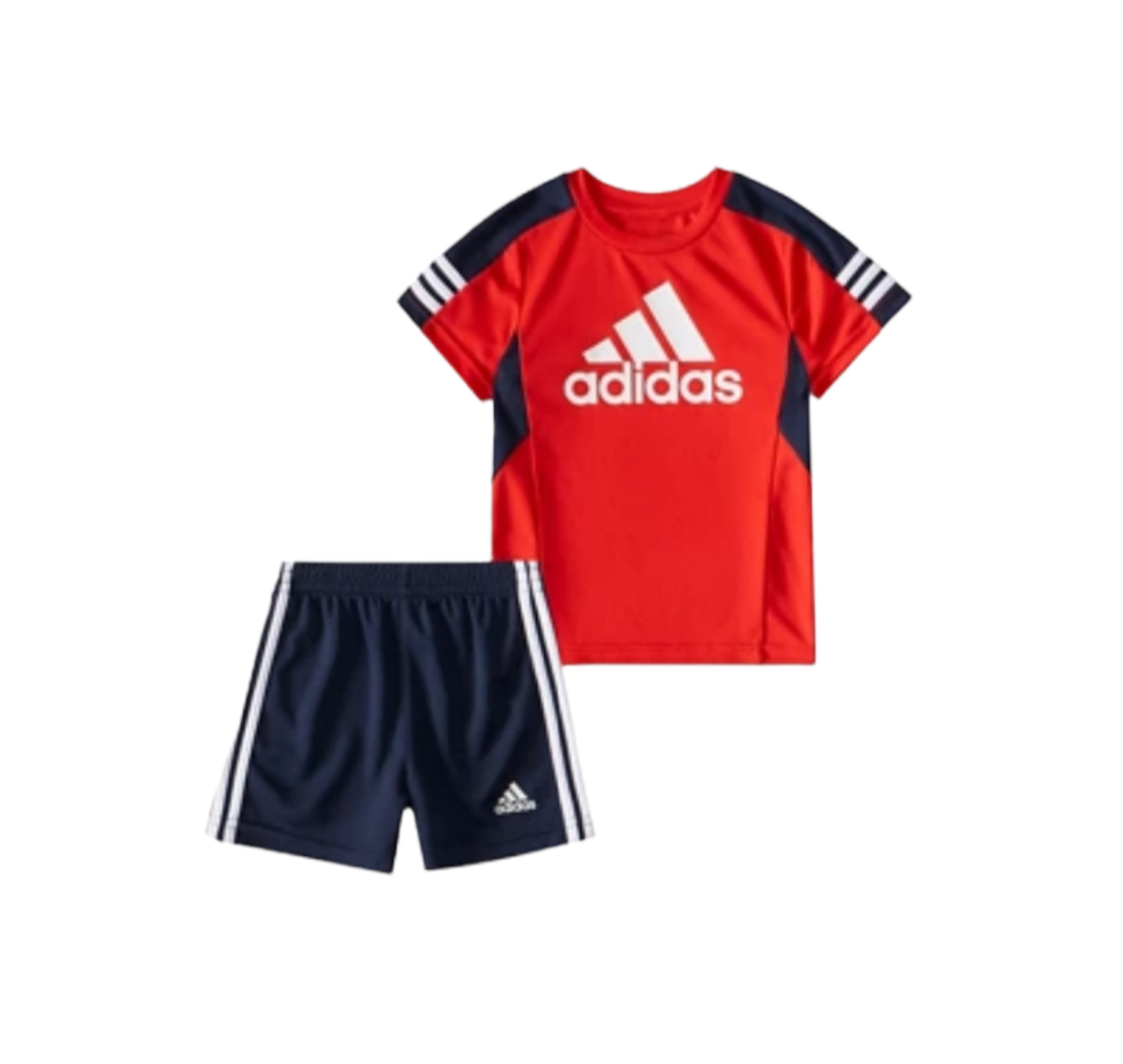 חליפת מכנס adidas בייבי אדום כחול פסים לבנים