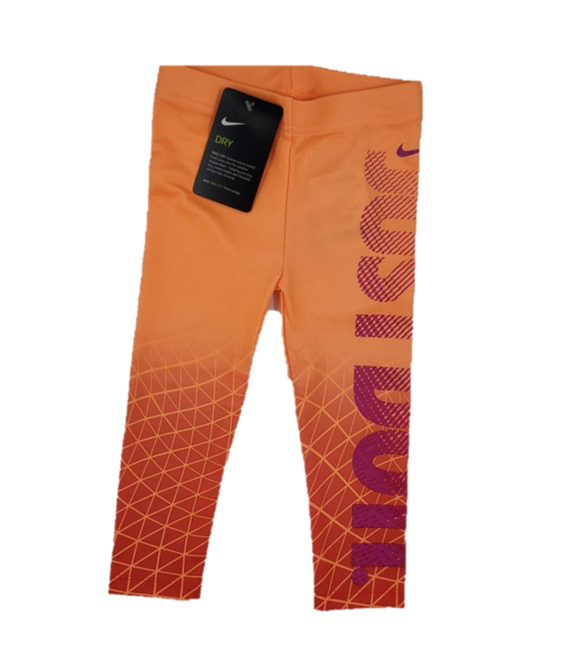 טייץ NIKE ארוך כתום זוהר כיתוב JUST DO IT לאורך בסגול
