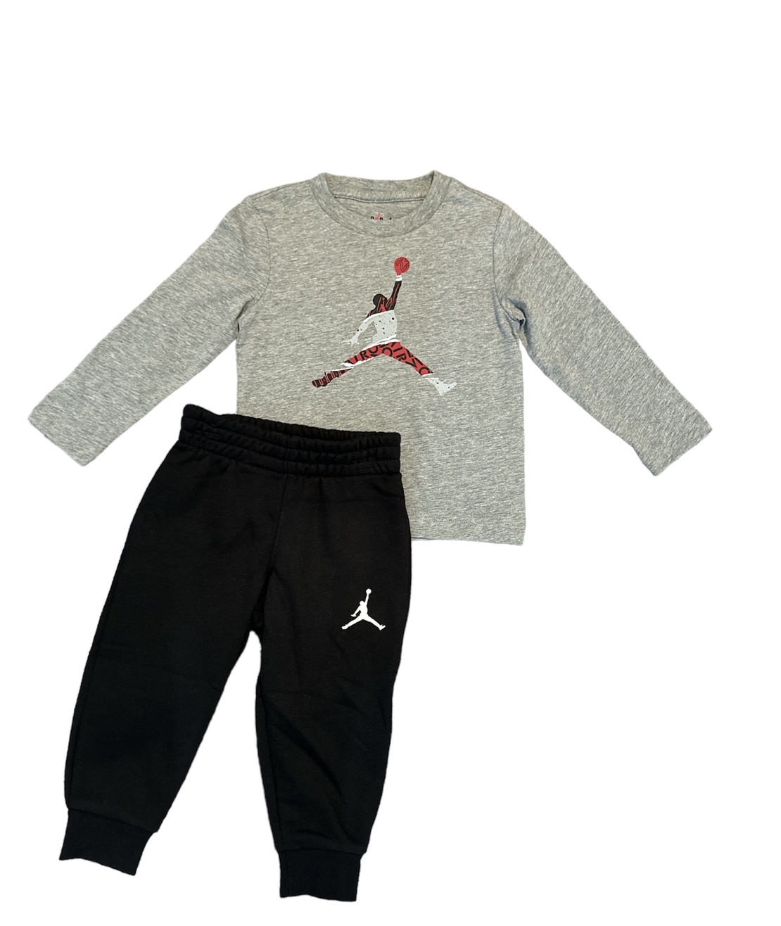 חליפת מכנס Jordan מעבר אפור שחור לוגו jumpman במרכז