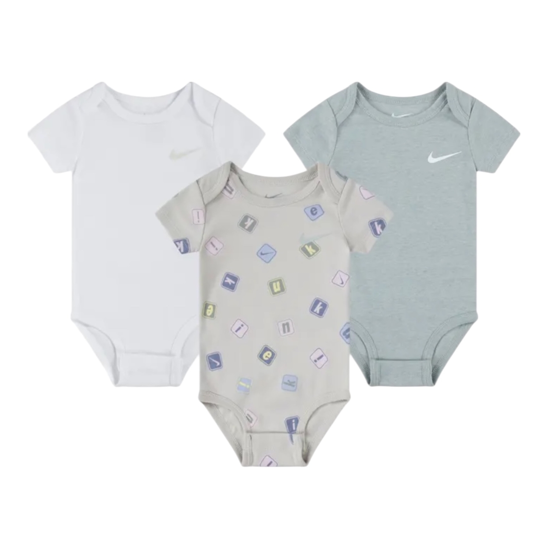 מארז 3 בגדי גוף קצר טורקיז אפור לבן