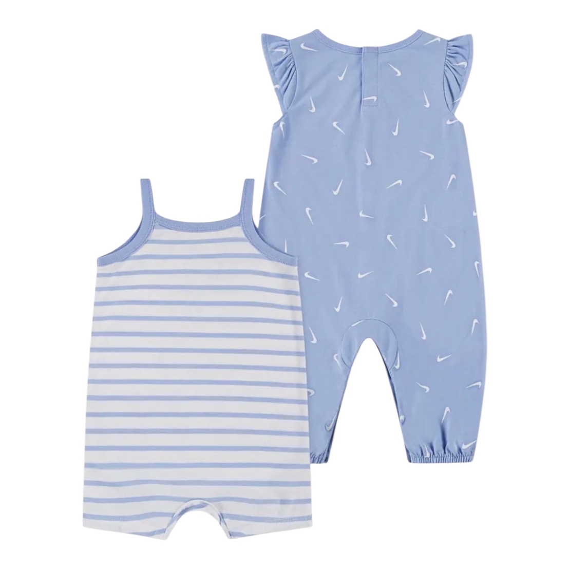 מארז זוג אוברולים NIKE תכלת ולבן פסים גופייה קצר וגופייה ארוך NB