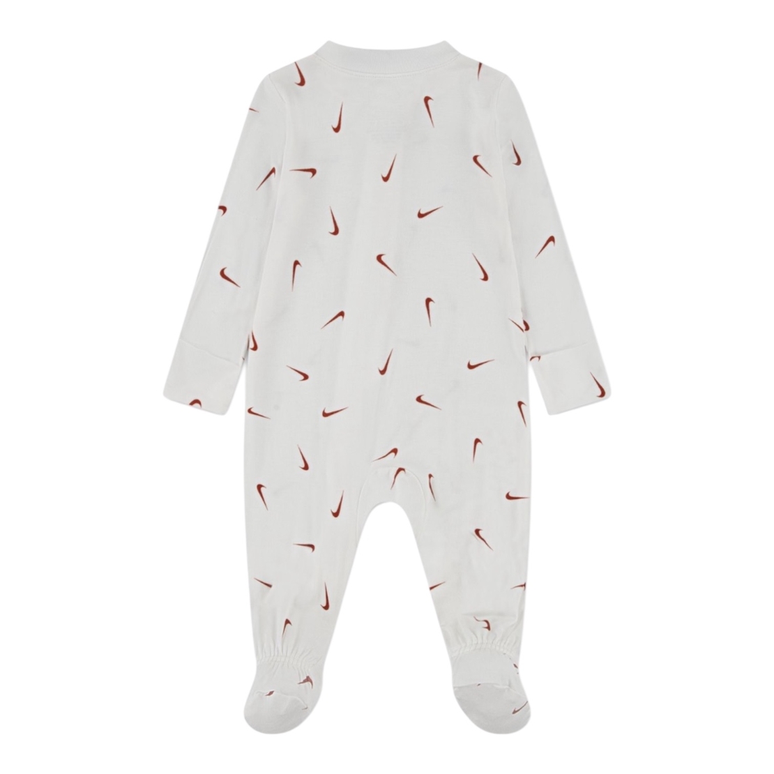 אוברול NIKE קליל ודק מבד ויסקוזה לבן הדפסי וי לאורכו באדום NB