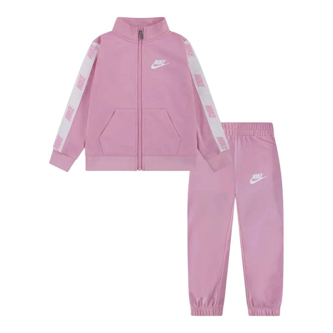חליפת מכנס NIKE ז'קט ורוד בייבי פס לבן בזרועות