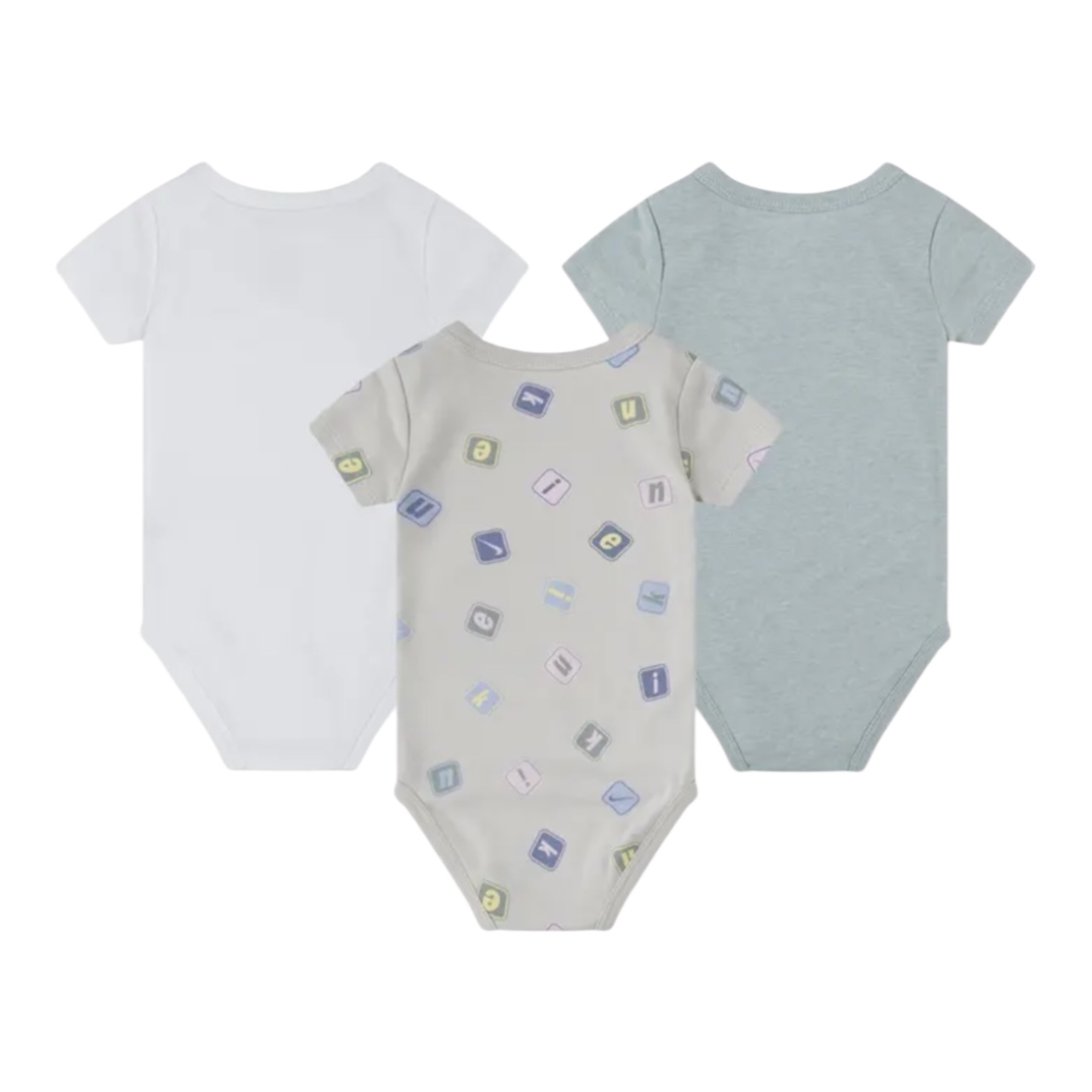 מארז 3 בגדי גוף קצר טורקיז אפור לבן