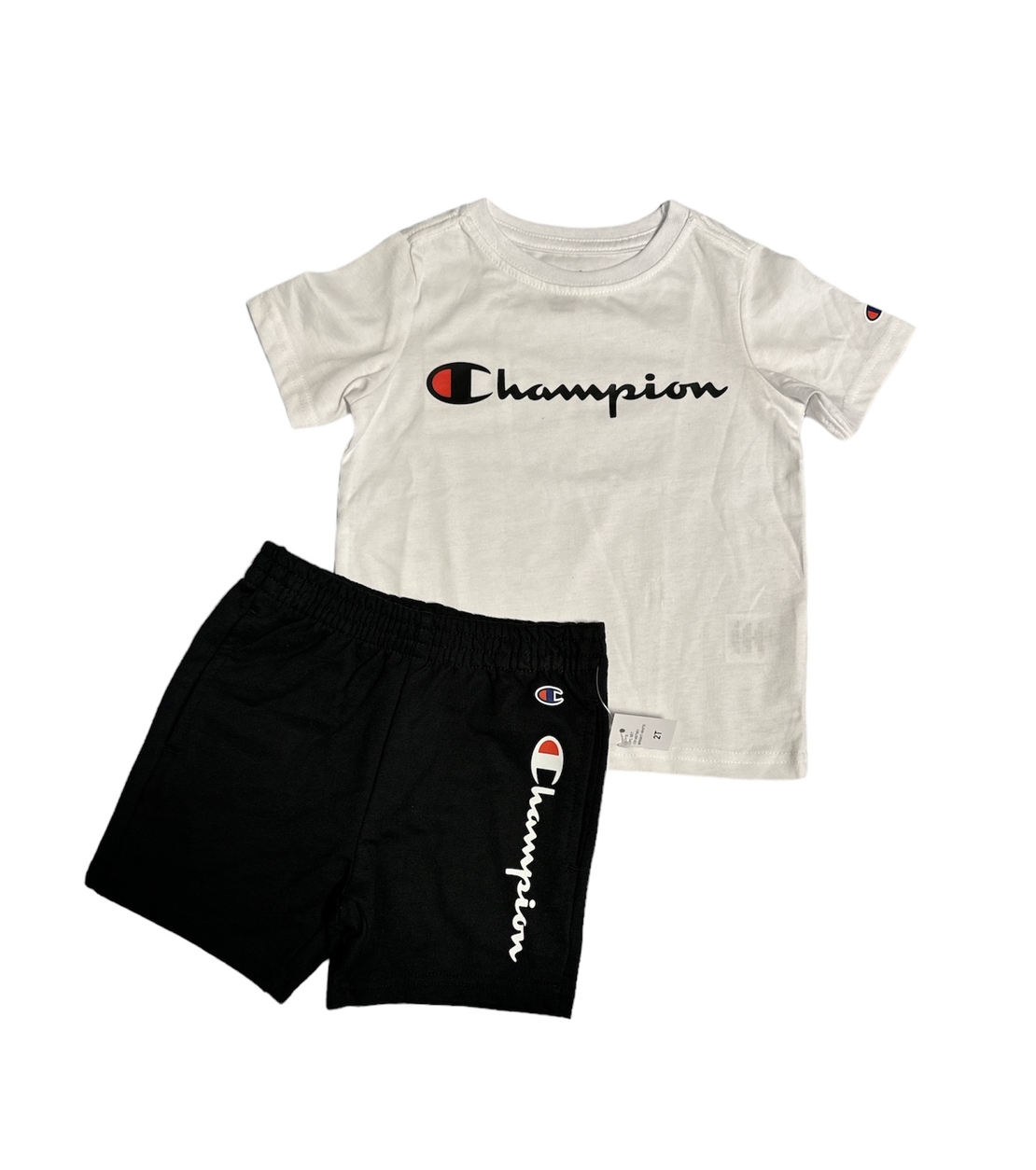 חליפת מכנס CHAMPIONS לבן לוגו קלאסי מכנס שחור