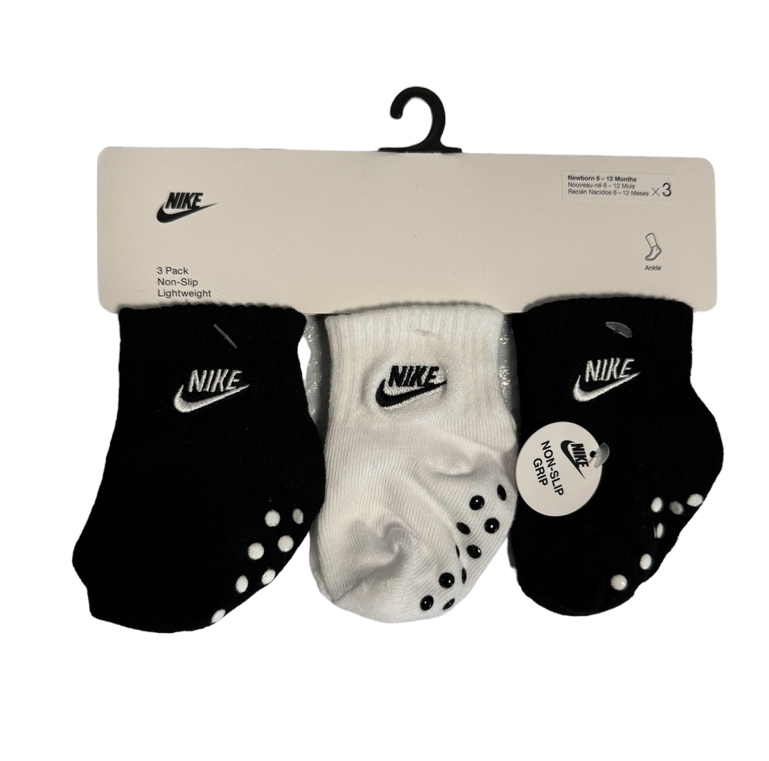 מארז 3 זוגות גרביים NIKE שחור לבן שחור מידה 6-12 חודשים