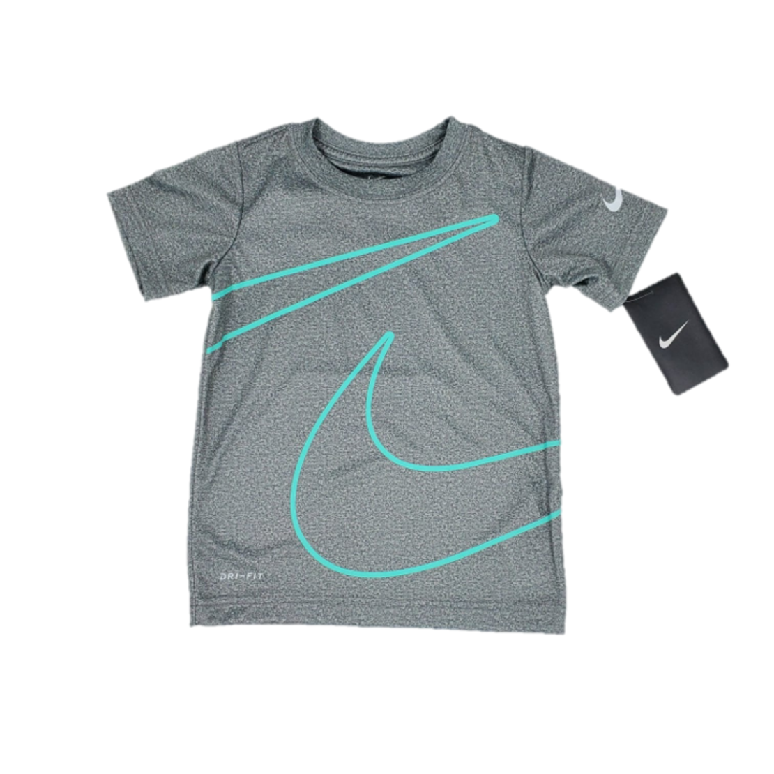 חולצת nike אפור בהיר דרייפיט וי גדול בטורקיז