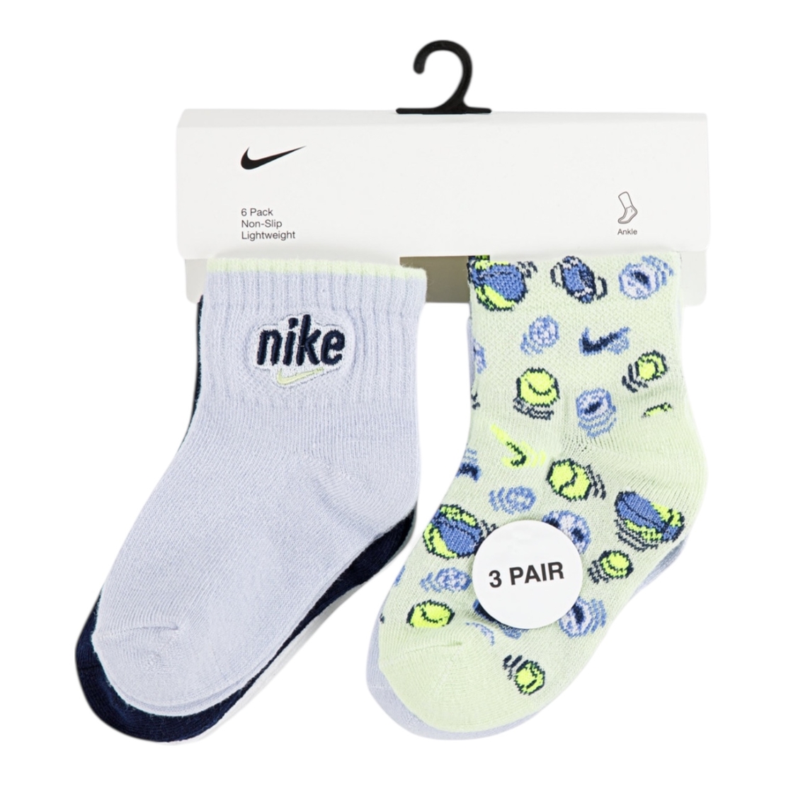 מארז 6 זוגות גרביים Nike סמיילי תכלת לבן שמנת מידה 06-12 חודשים