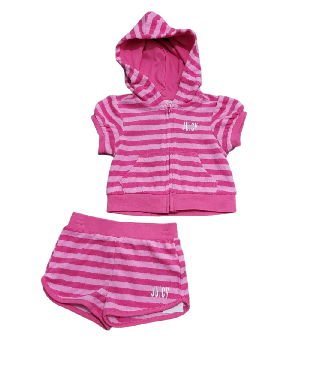חליפת מכנס juicy couture קפוצ'ון רוכסן מגבת ורוד פסים