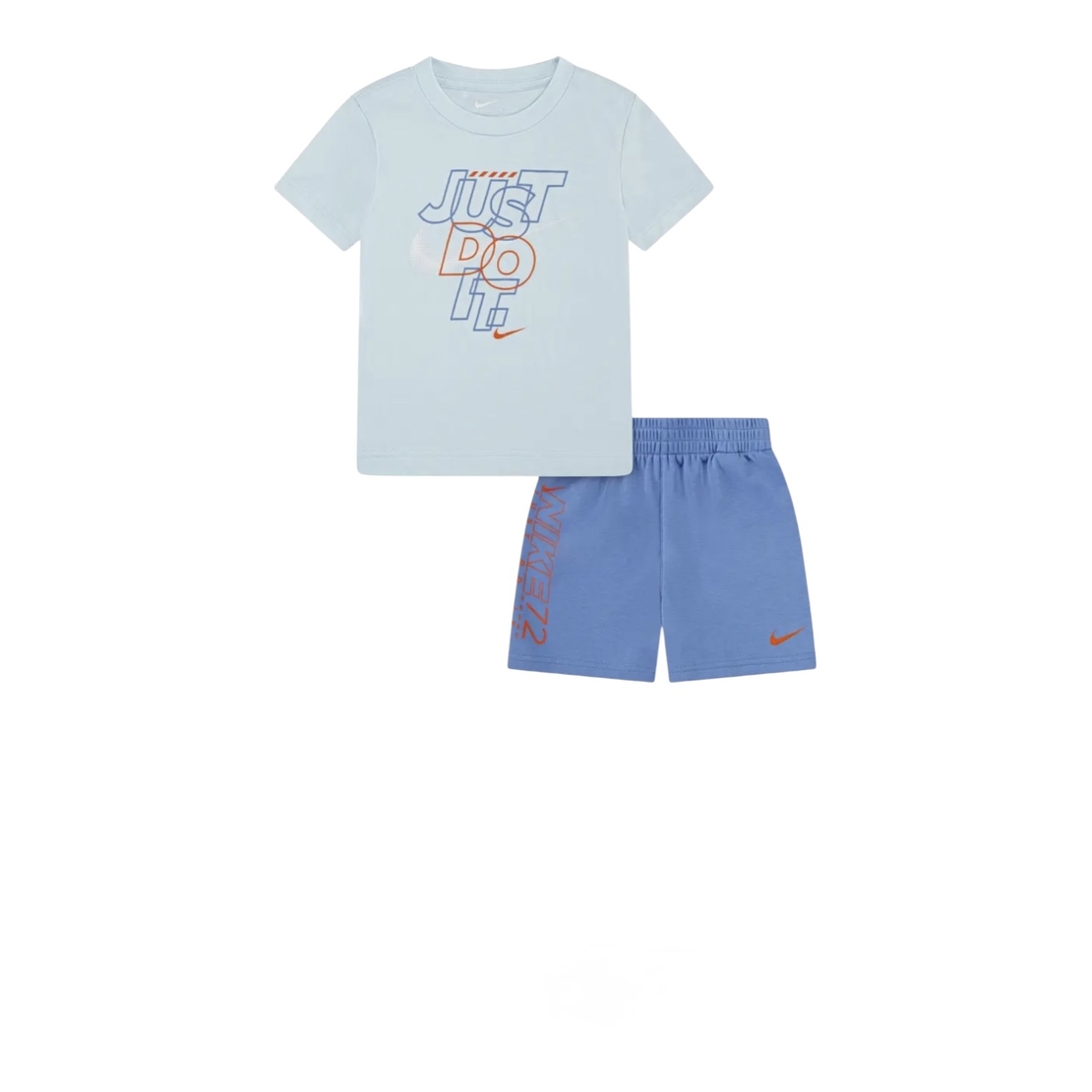 חליפת מכנס NIKE תכלת כחול ים שרוול קצר לוגו NIKE במרכז צבעוני