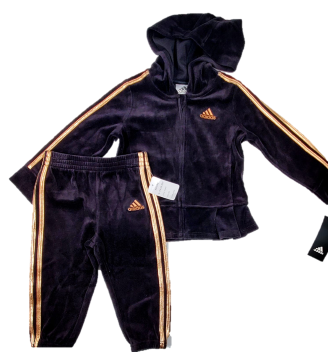 חליפת מכנס ADIDAS קטיפה שחורה מלמלה