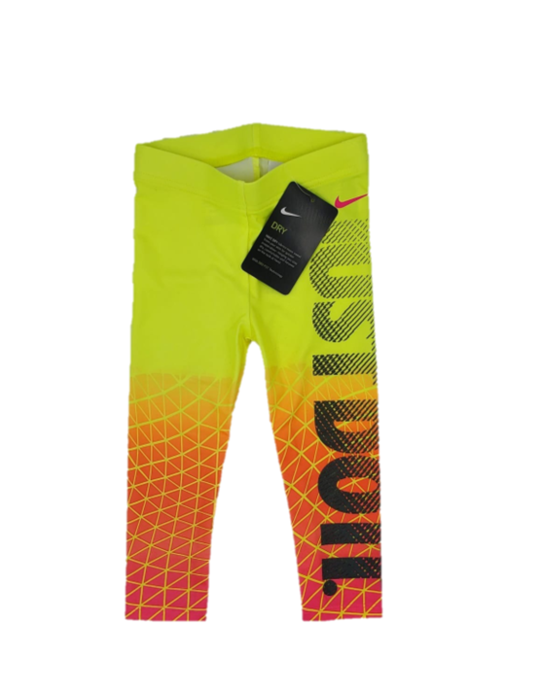 טייץ NIKE ארוך צהוב זוהר  כיתוב JUST DO IT לאורכו