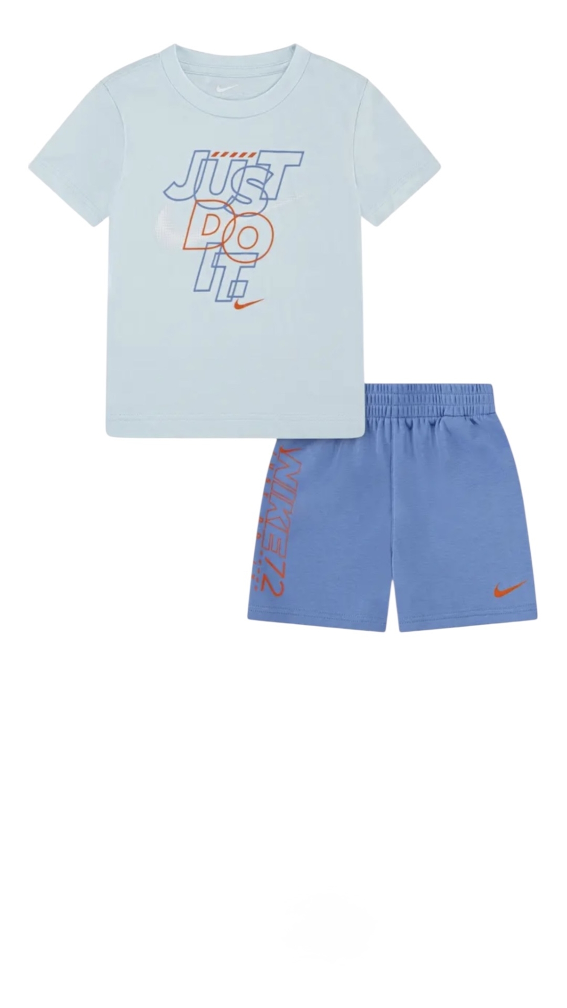 חליפת מכנס NIKE תכלת כחול ים שרוול קצר לוגו NIKE במרכז צבעוני