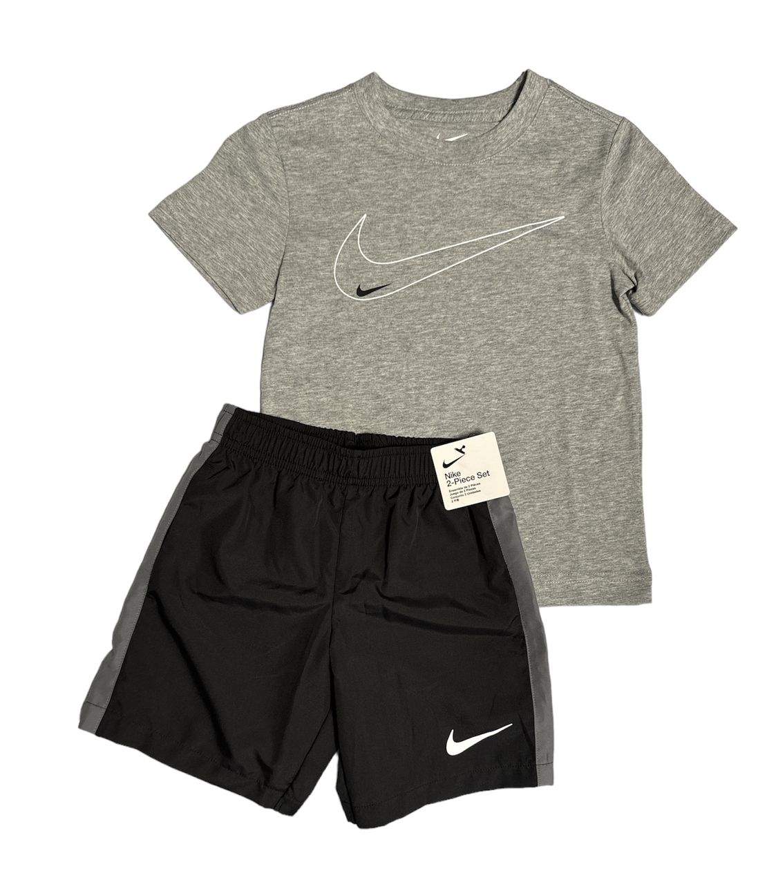 חליפת מכנס NIKE אפור וי בלבן במרכז מכנס שחור