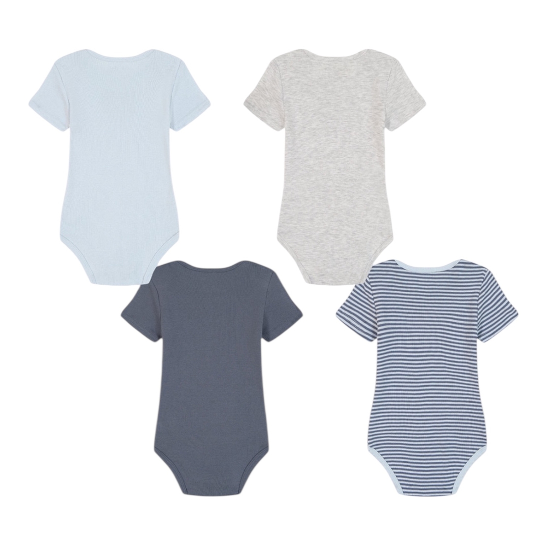 מארז 4 בגדי גוף CALVIN KLEIN תכלת אפור עכבר פסים שרוול קצר