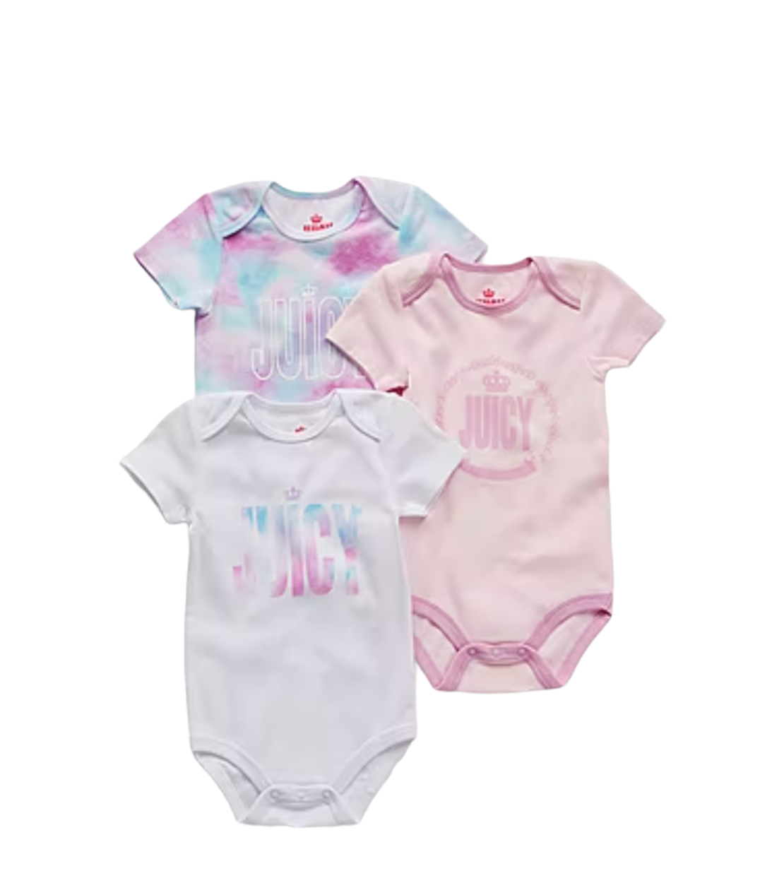 מארז 3 בגדי גוף juicy couture ורוד בייבי לבן עננים