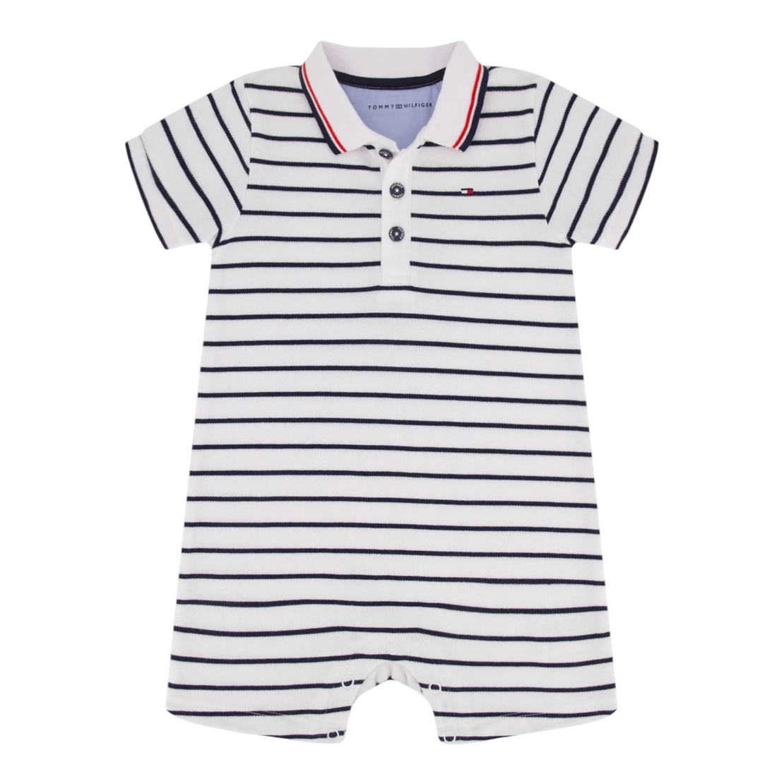 אוברול TOMMY HILFIGER פולו פסים כחול לבן לוגו בחזה
