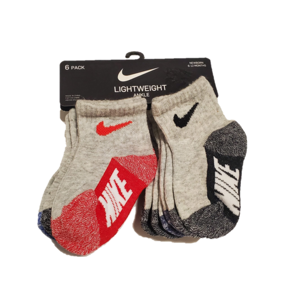 מארז 6 זוגות גרביים nike אפור בקרסוליים NIKE מידה 6-12 חודשים