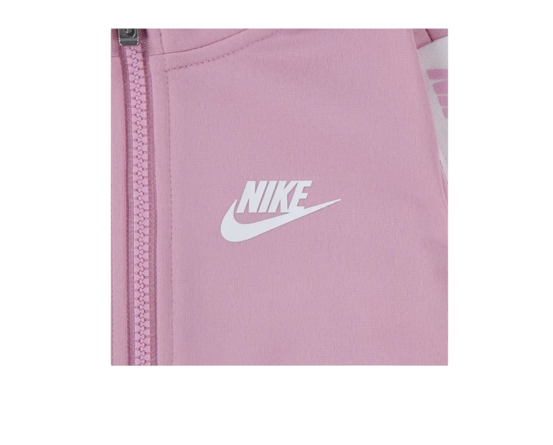 חליפת מכנס NIKE ז'קט ורוד בייבי פס לבן בזרועות