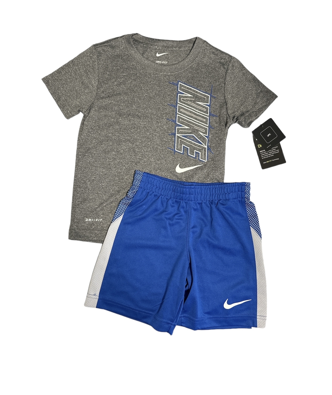 חליפת מכנס Nike בייבי דרייפיט אפור כחול כיתוב לאורך