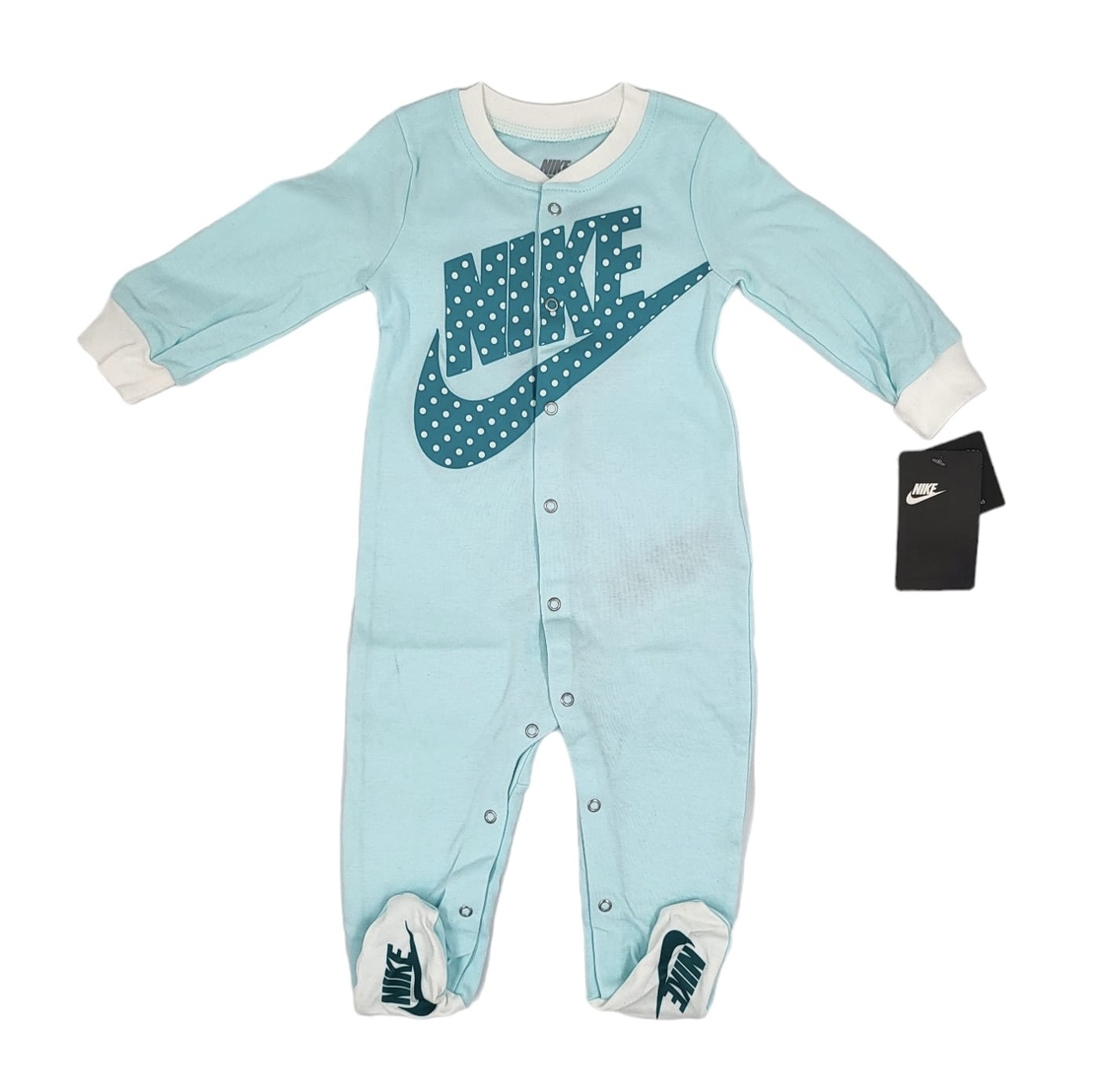 אוברול NIKE טורקיז בייבי לוגו NIKE מנוקד באלכסון