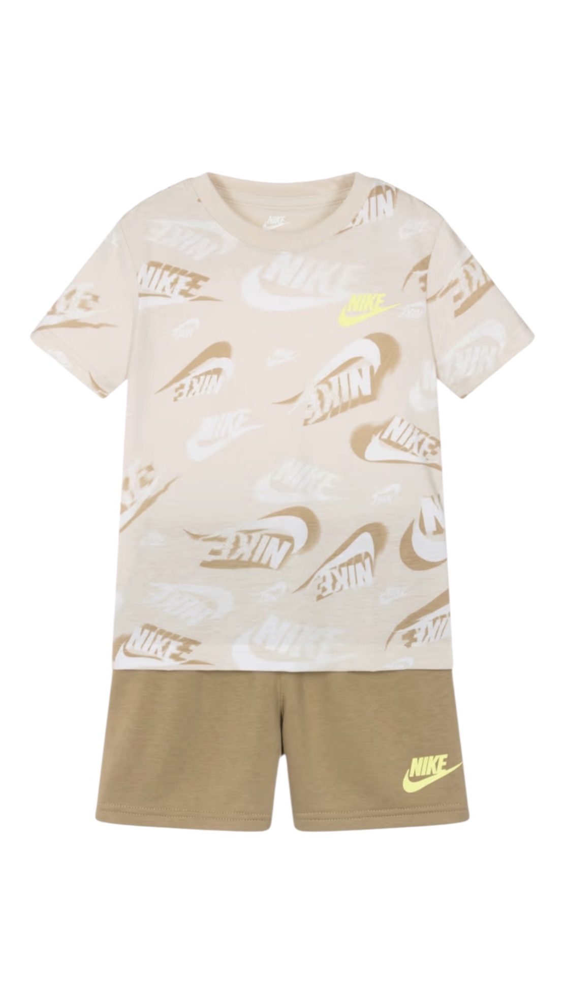 חליפת מכנס NIKE חום קרם לוגו בצהוב