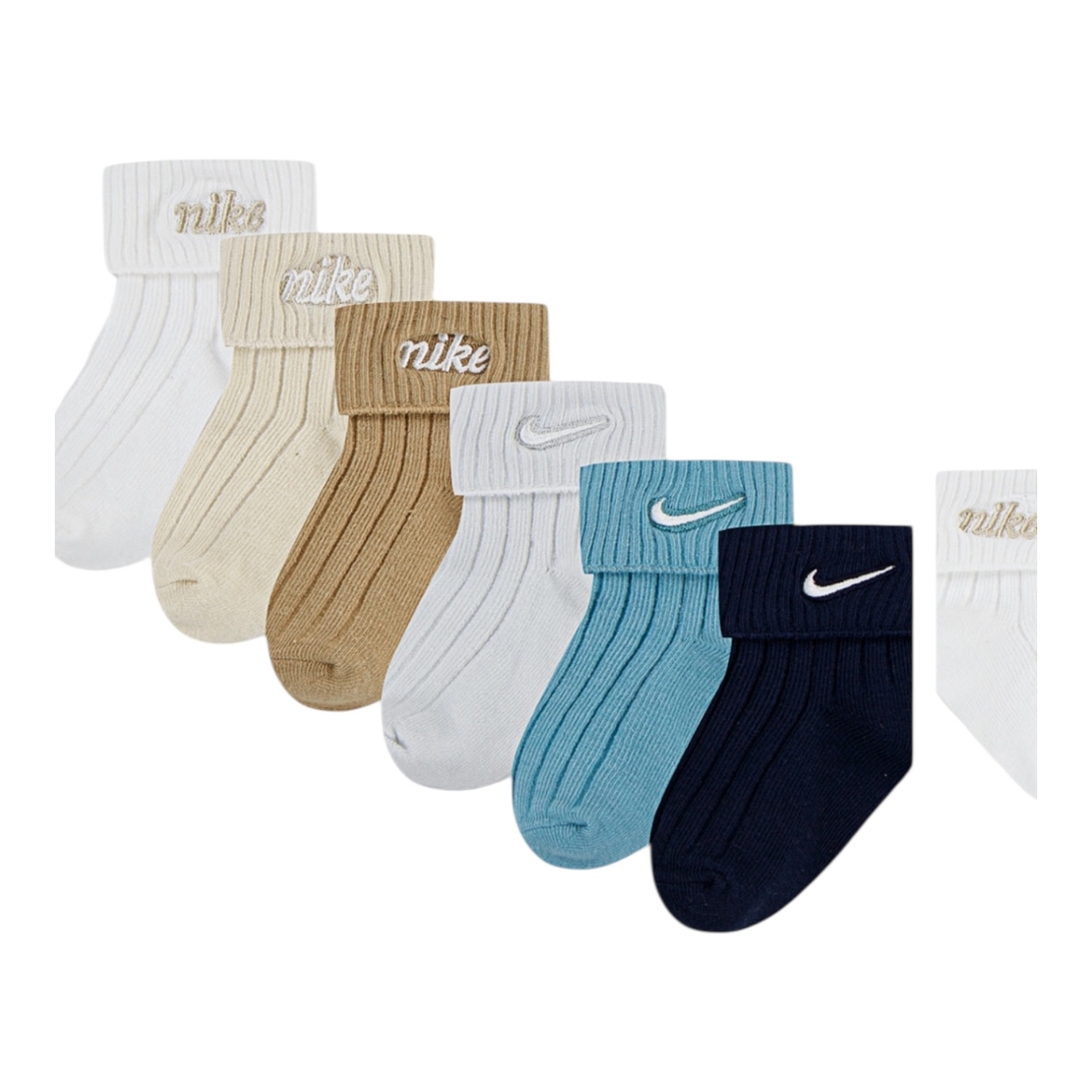 מארז גרביים 6 זוגות NIKE שמנת בז' תכלת כחול מידה 12-24 חודשים