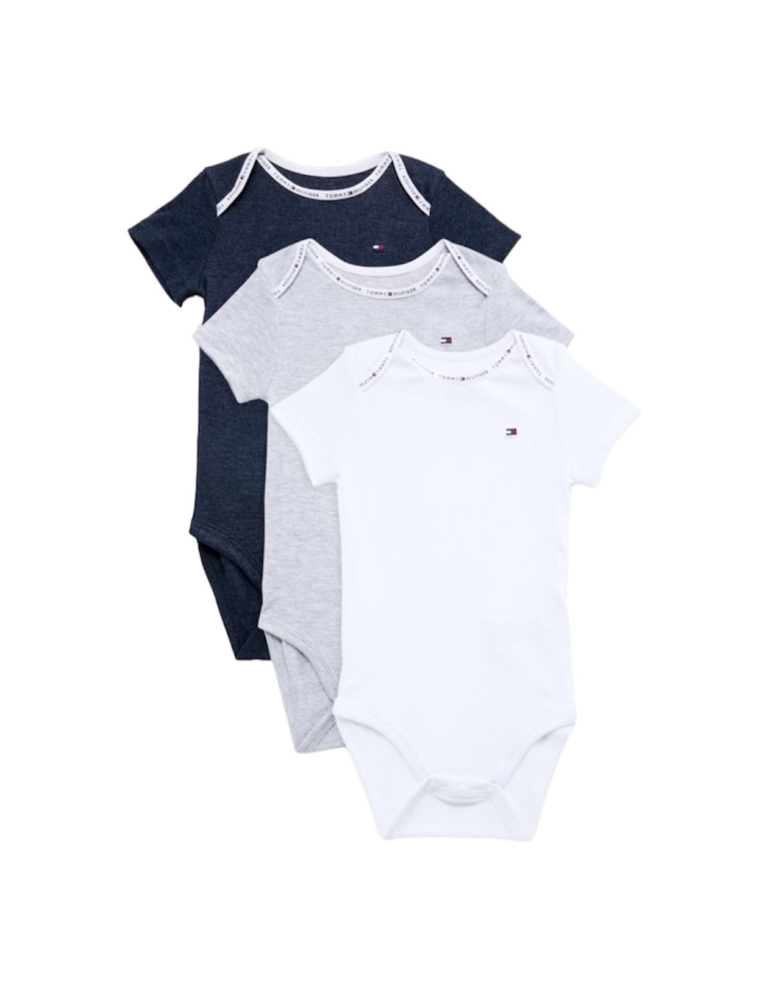 מארז 3 בגדי גוף Tommy Hilfiger בייבי כחול אפור לבן