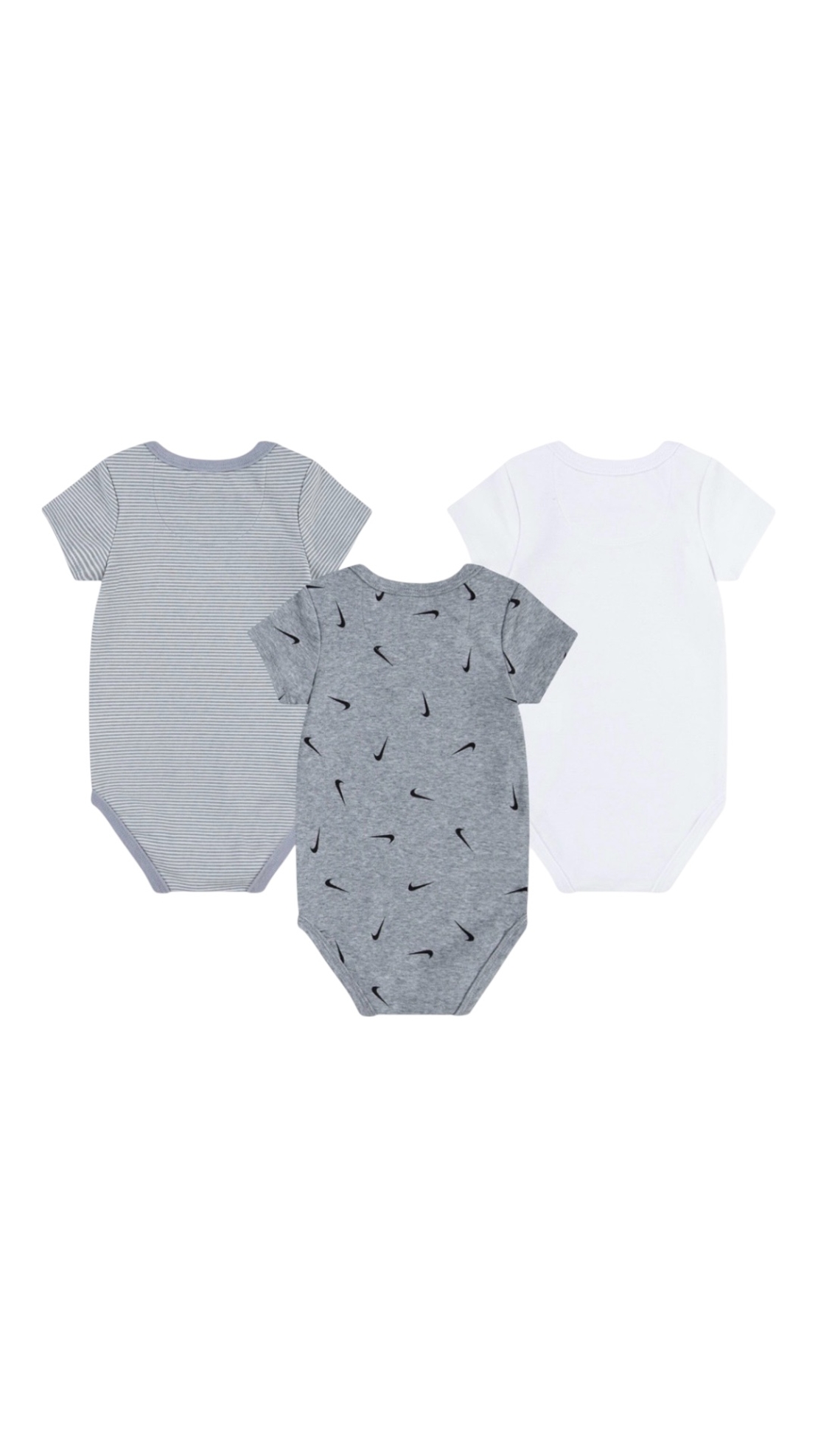 מארז 3 בגדי גוף NIKE שרוול קצר לבן אפור פסים