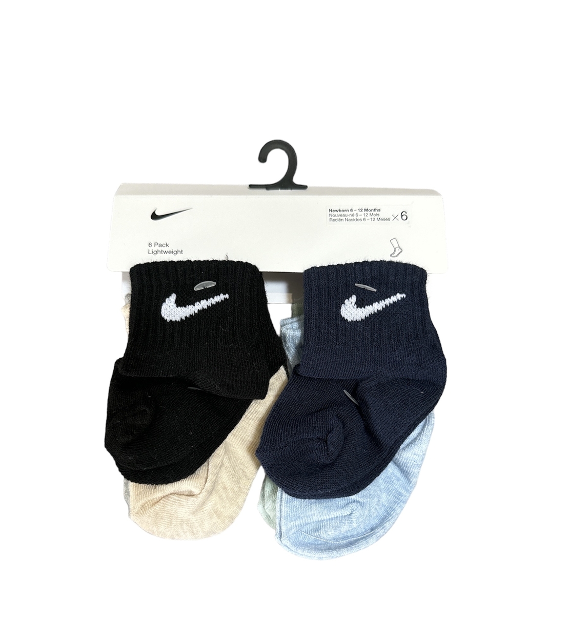מארז 6 זוגות גרביים nike שחור כחול וי מידה 6-12 חודשים