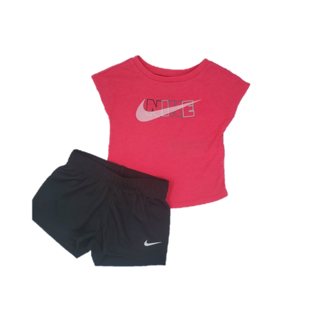 חליפת מכנס NIKE בייבי ורוד פוקסייה שחור לוגו במרכז