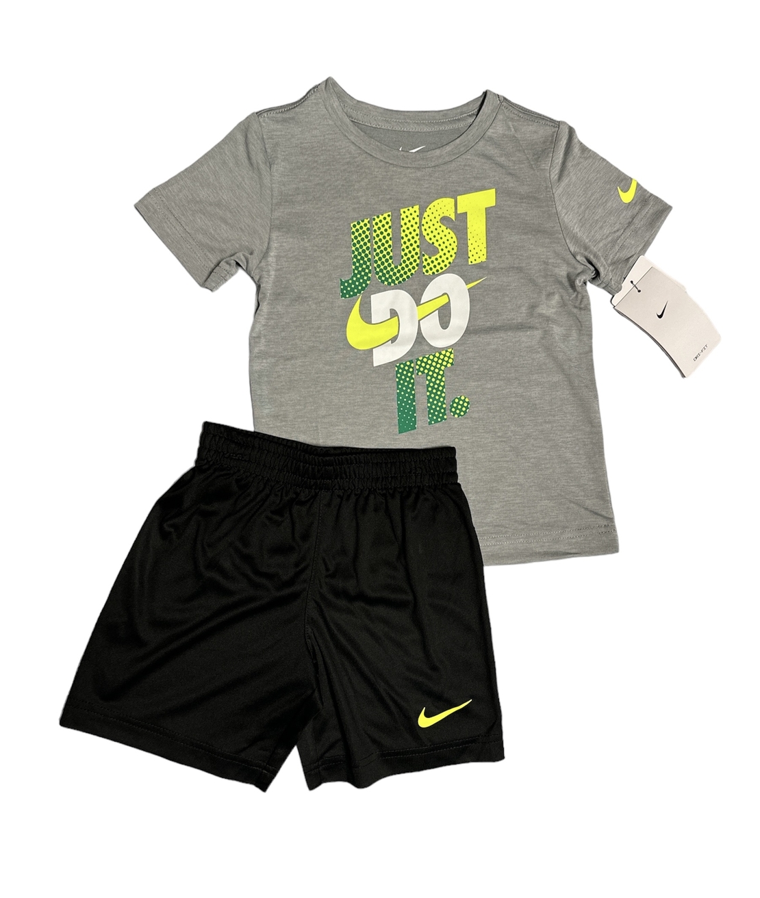 חליפת מכנס nike דרייפיט אפור כיתוב בזוהר just do it
