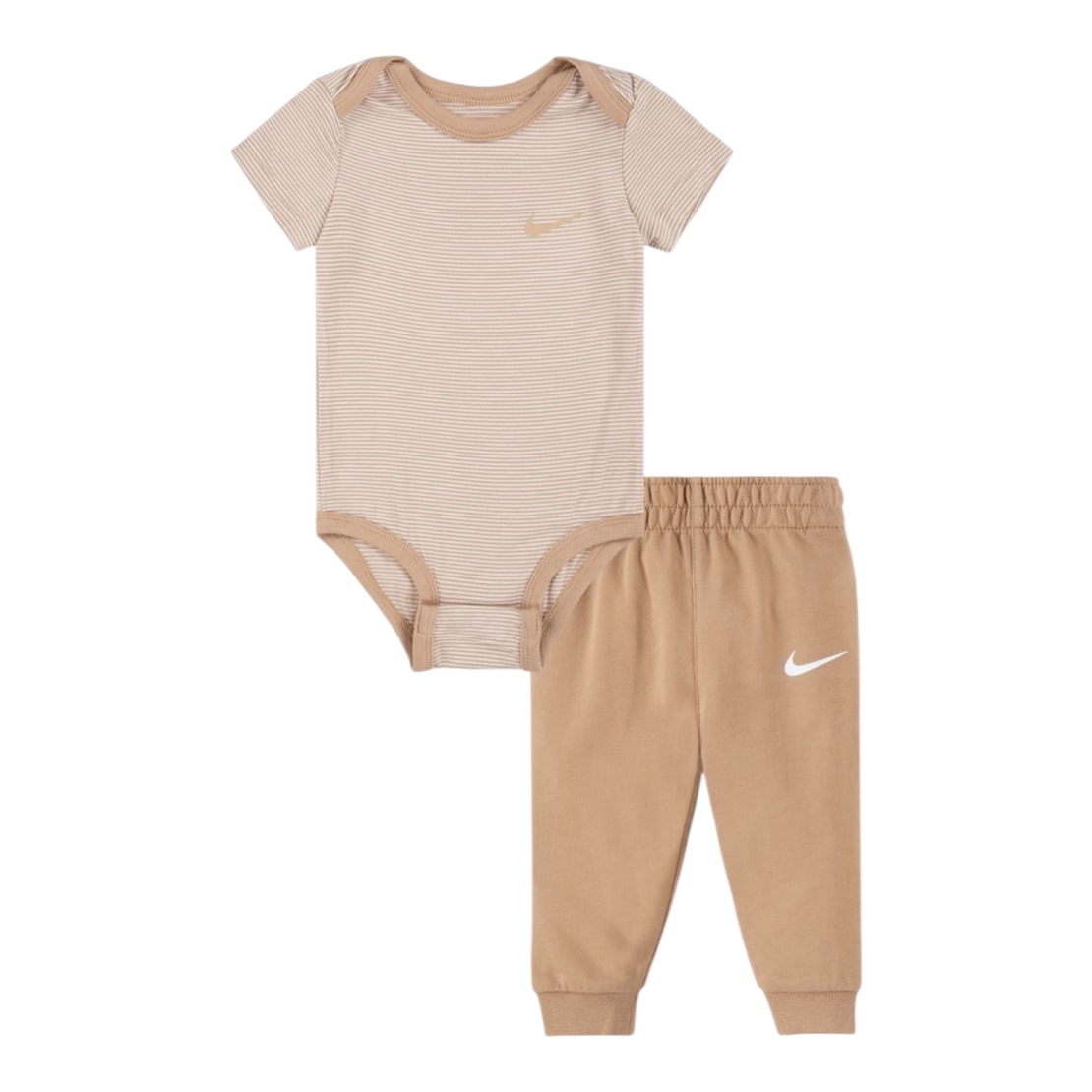 חליפת מכנס NIKE בגד גוף קצר מכנסיים ארוכים חום קרם פסים