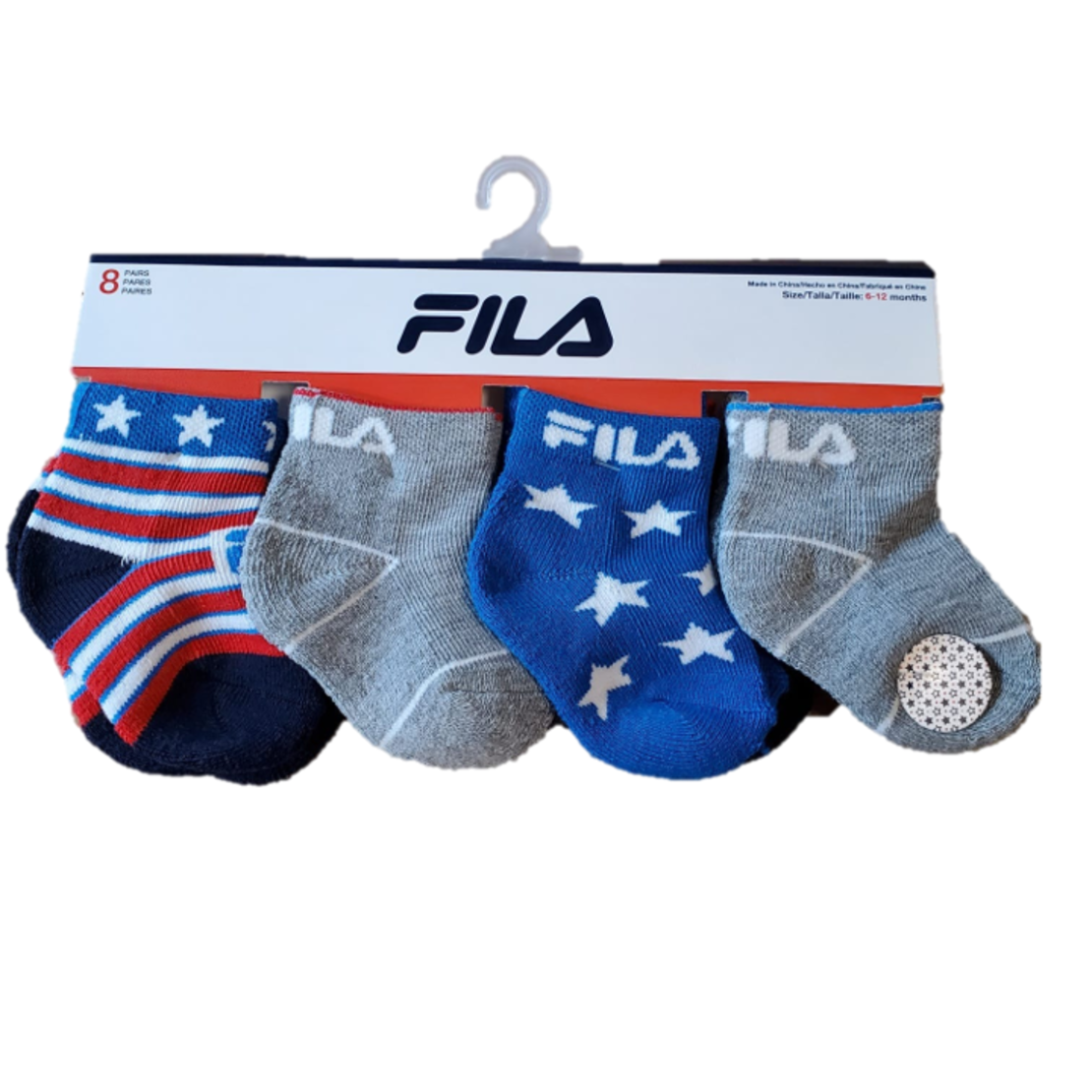 מארז 8 זוגות גרביים fila מידה 6-12 חודשים