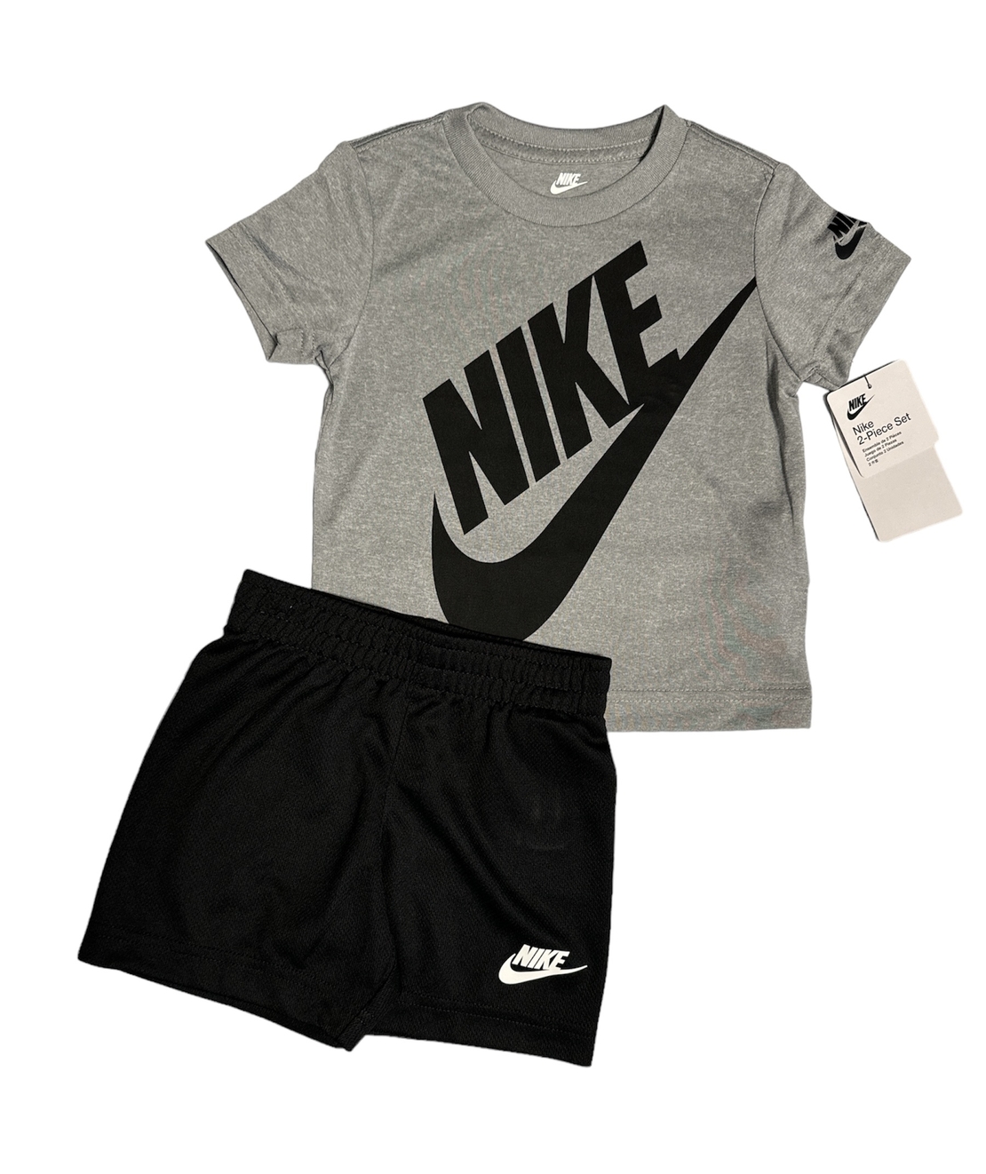 חליפת מכנס nike דרייפיט אפור שחור כיתוב NIKE בשחור