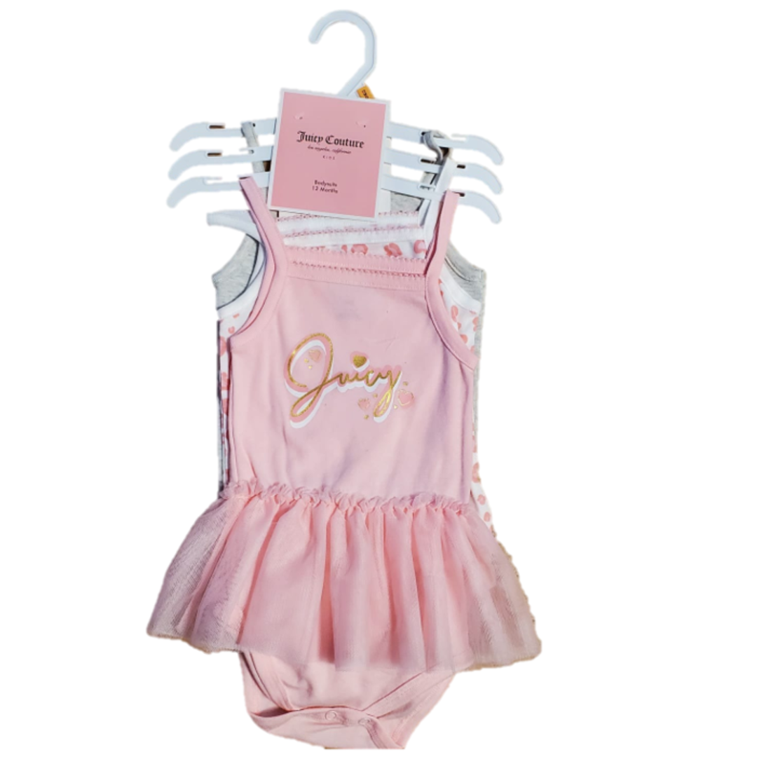 מארז בגדי גוף שלישייה JUICY COUTURE גופייה ורוד טוטו