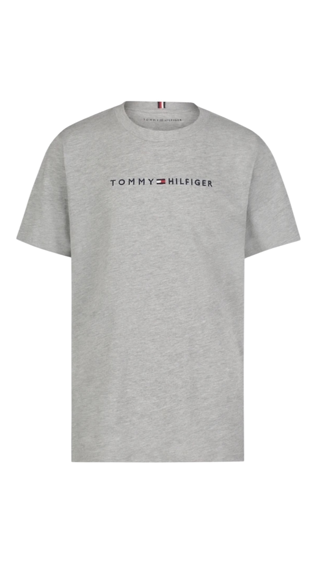 חולצת Tommy Hilfiger קלאסית אפורה כיתוב לוגו בחזה